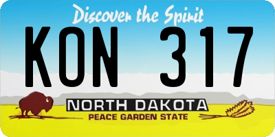 ND license plate KON317