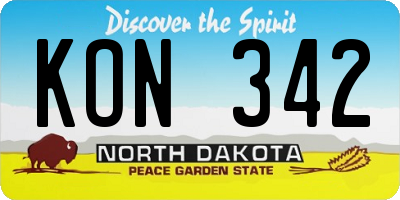 ND license plate KON342
