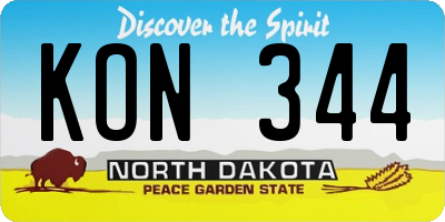 ND license plate KON344