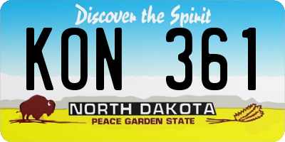 ND license plate KON361