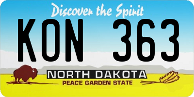 ND license plate KON363