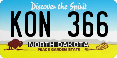ND license plate KON366