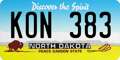 ND license plate KON383