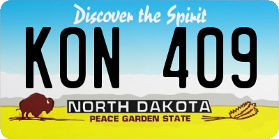 ND license plate KON409