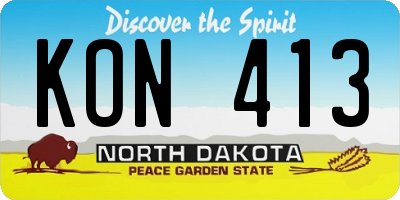 ND license plate KON413