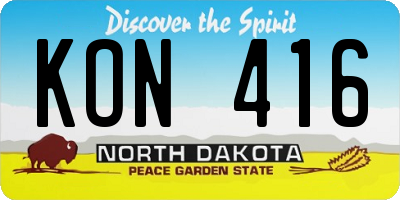 ND license plate KON416