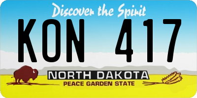 ND license plate KON417