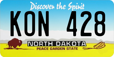 ND license plate KON428