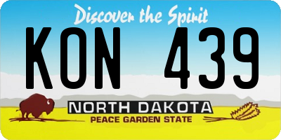 ND license plate KON439