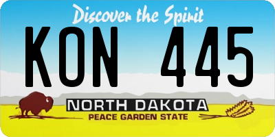 ND license plate KON445
