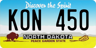 ND license plate KON450