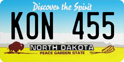 ND license plate KON455