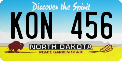ND license plate KON456