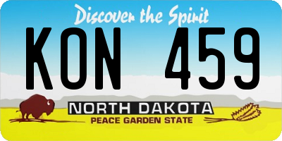 ND license plate KON459