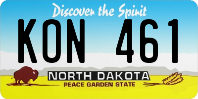 ND license plate KON461
