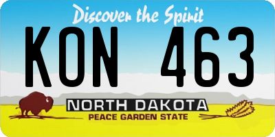 ND license plate KON463