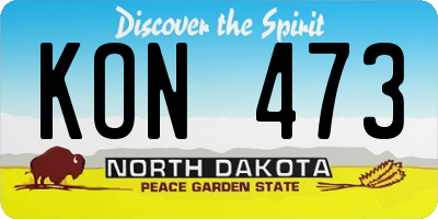 ND license plate KON473