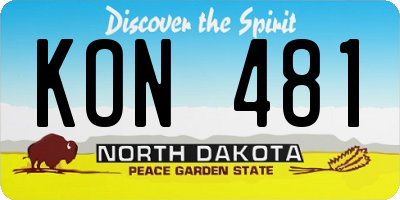 ND license plate KON481