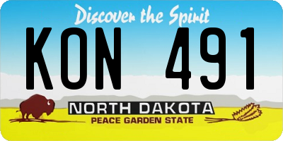 ND license plate KON491