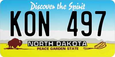 ND license plate KON497