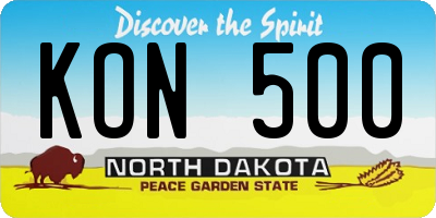 ND license plate KON500