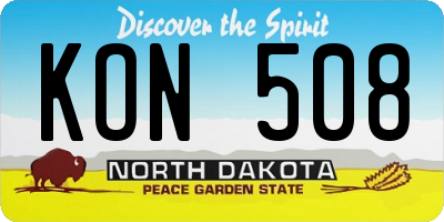 ND license plate KON508