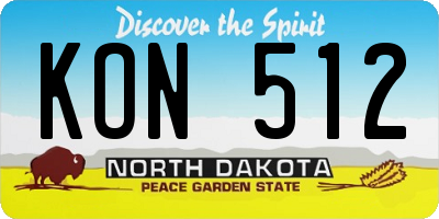 ND license plate KON512
