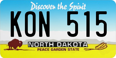 ND license plate KON515