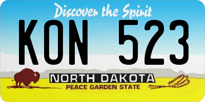 ND license plate KON523