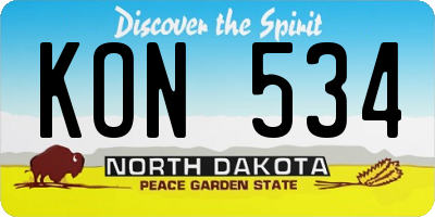 ND license plate KON534