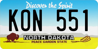 ND license plate KON551