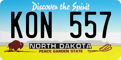 ND license plate KON557
