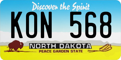 ND license plate KON568