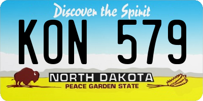 ND license plate KON579