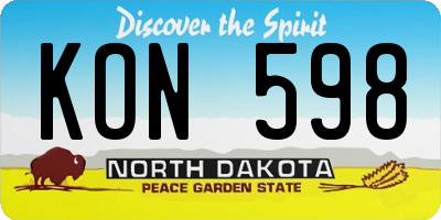 ND license plate KON598