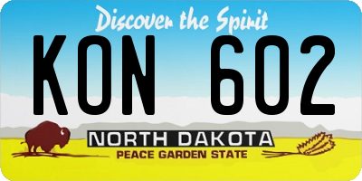 ND license plate KON602