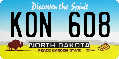 ND license plate KON608