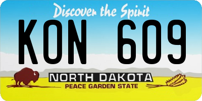 ND license plate KON609