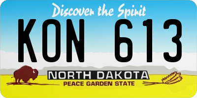 ND license plate KON613