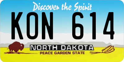 ND license plate KON614