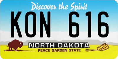 ND license plate KON616