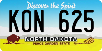 ND license plate KON625