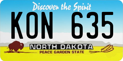 ND license plate KON635