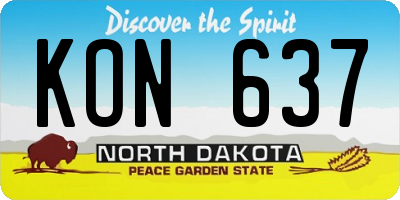 ND license plate KON637