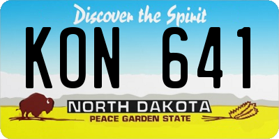 ND license plate KON641