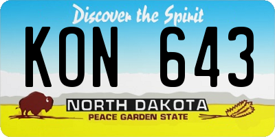 ND license plate KON643