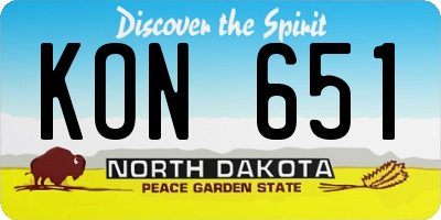 ND license plate KON651
