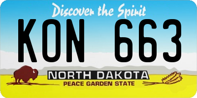 ND license plate KON663