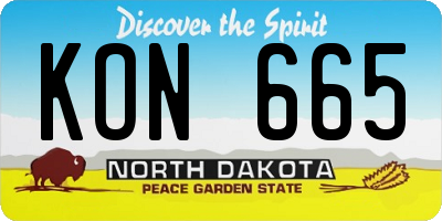 ND license plate KON665