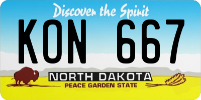 ND license plate KON667